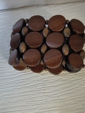 Clarks Brown Wooden Beaded Stretch Bracelet